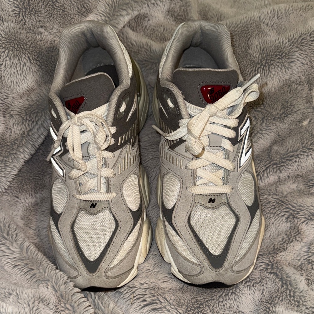 Gray and White Athletic Sneakers 9060s